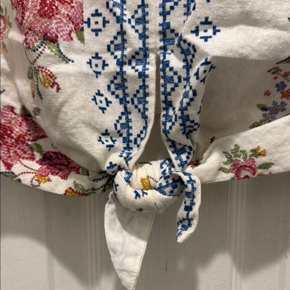 Rachel Zoe Red and Yellow Tie Front Crop Top - Picture 3 of 9